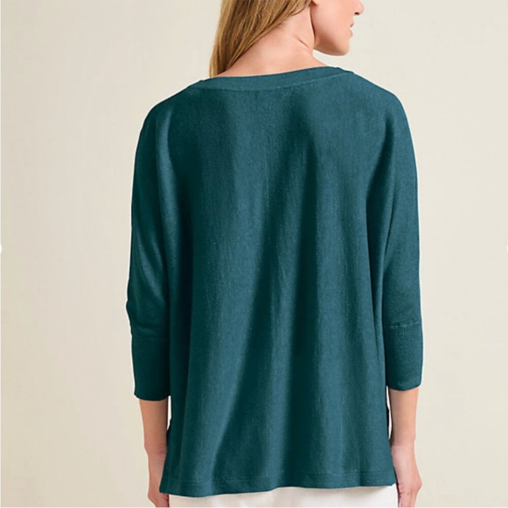 Garnet Hill Linen Oversized V-Neck Sweater - Picture 2 of 4